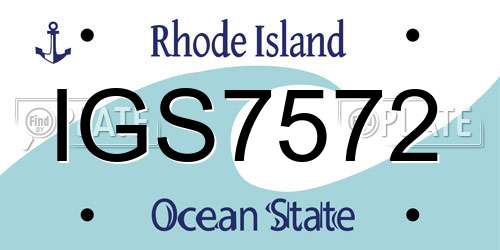 IGS7572 Rhode Island License Plate