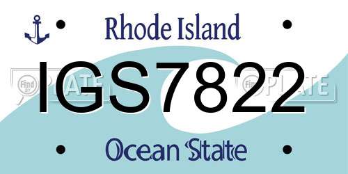 IGS7822 Rhode Island License Plate
