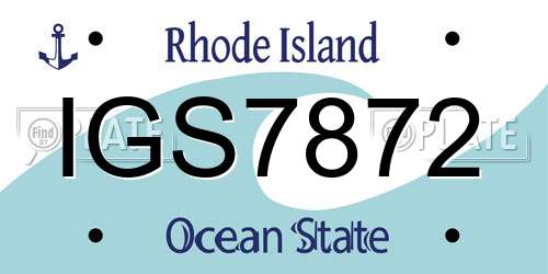 IGS7872 Rhode Island License Plate