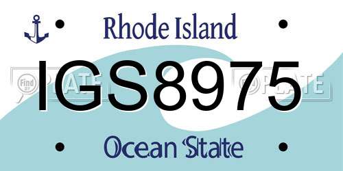 IGS8975 Rhode Island License Plate