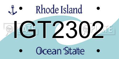 IGT2302 Rhode Island License Plate