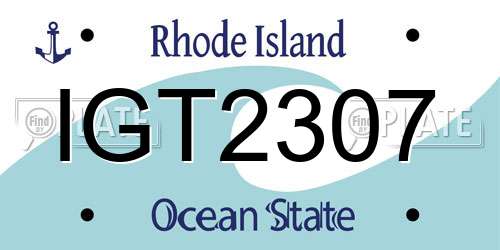 IGT2307 Rhode Island License Plate