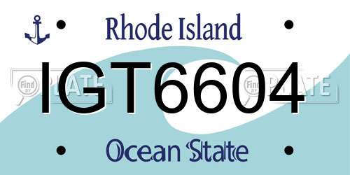 IGT6604 Rhode Island License Plate