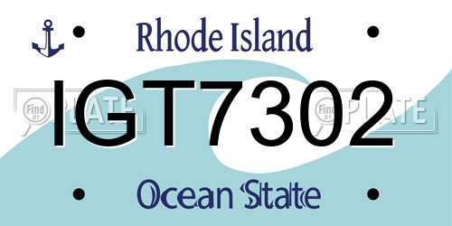 IGT7302 Rhode Island License Plate