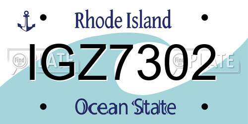 IGZ7302 Rhode Island License Plate