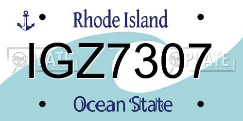 IGZ7307 Rhode Island License Plate