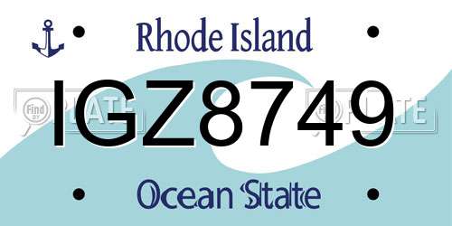 IGZ8749 Rhode Island License Plate