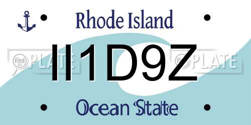 II1D9Z Rhode Island License Plate