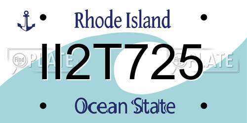 II2T725 Rhode Island License Plate