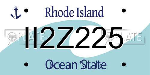 II2Z225 Rhode Island License Plate