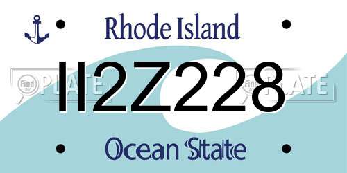 II2Z228 Rhode Island License Plate