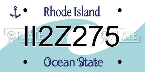 II2Z275 Rhode Island License Plate