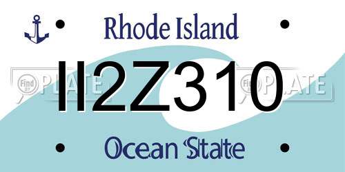 II2Z310 Rhode Island License Plate