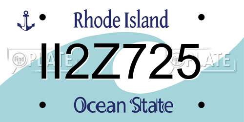 II2Z725 Rhode Island License Plate