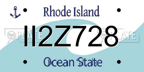II2Z728 Rhode Island License Plate