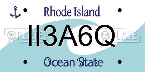 II3A6Q Rhode Island License Plate