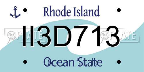II3D713 Rhode Island License Plate