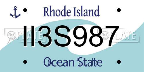II3S987 Rhode Island License Plate