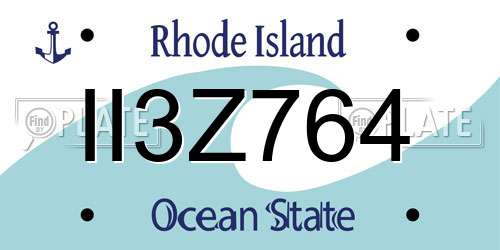 II3Z764 Rhode Island License Plate