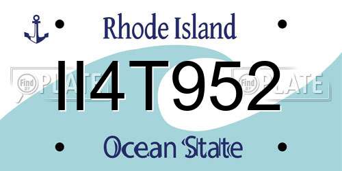 II4T952 Rhode Island License Plate