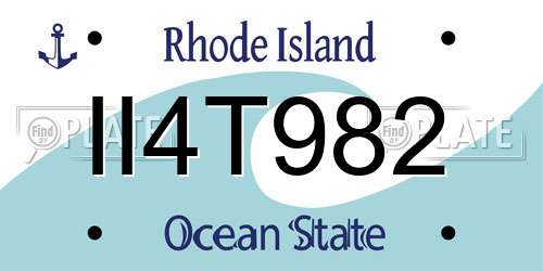 II4T982 Rhode Island License Plate