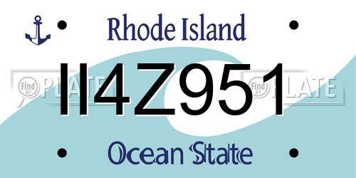 II4Z951 Rhode Island License Plate