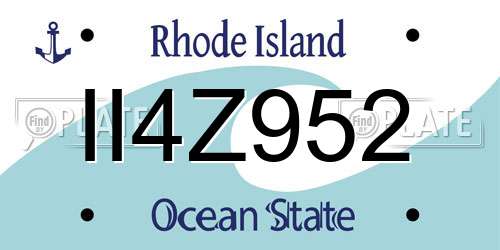 II4Z952 Rhode Island License Plate