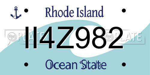 II4Z982 Rhode Island License Plate
