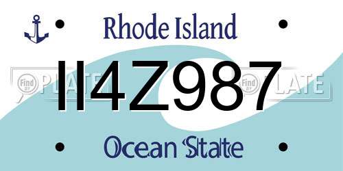 II4Z987 Rhode Island License Plate