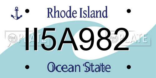 II5A982 Rhode Island License Plate
