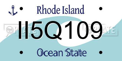 II5Q109 Rhode Island License Plate