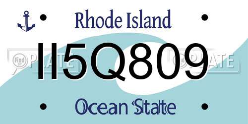 II5Q809 Rhode Island License Plate