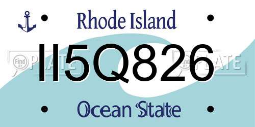 II5Q826 Rhode Island License Plate