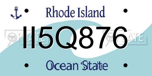 II5Q876 Rhode Island License Plate