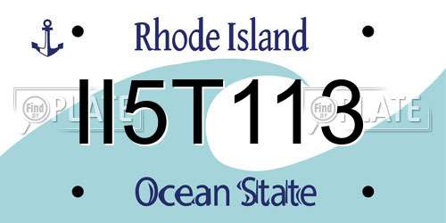 II5T113 Rhode Island License Plate