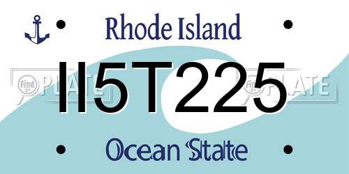 II5T225 Rhode Island License Plate