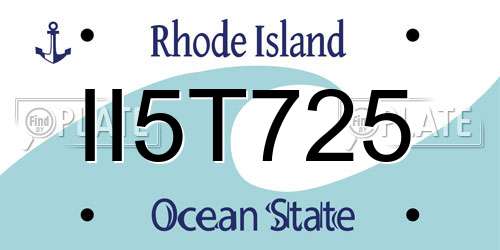 II5T725 Rhode Island License Plate