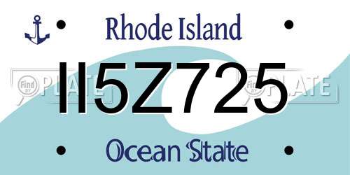 II5Z725 Rhode Island License Plate