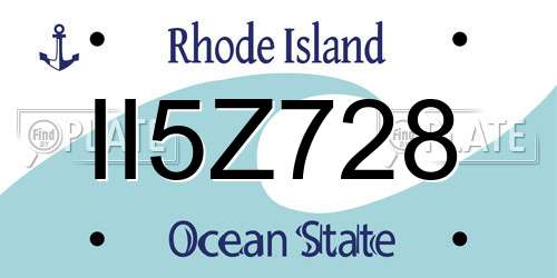 II5Z728 Rhode Island License Plate