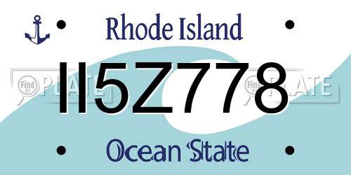 II5Z778 Rhode Island License Plate