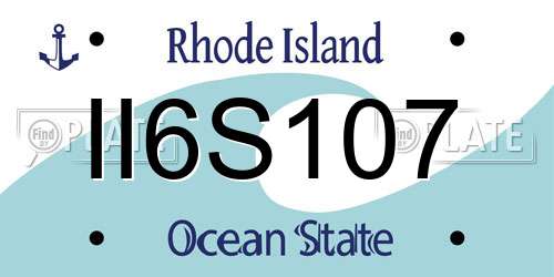 II6S107 Rhode Island License Plate