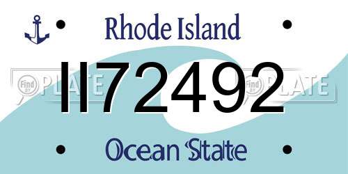 II72492 Rhode Island License Plate