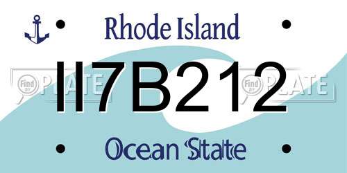 II7B212 Rhode Island License Plate