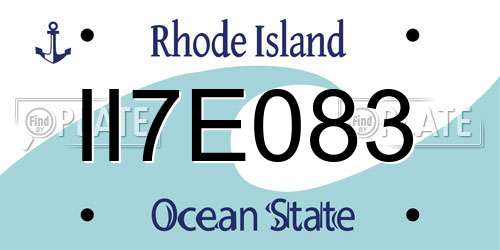 II7E083 Rhode Island License Plate