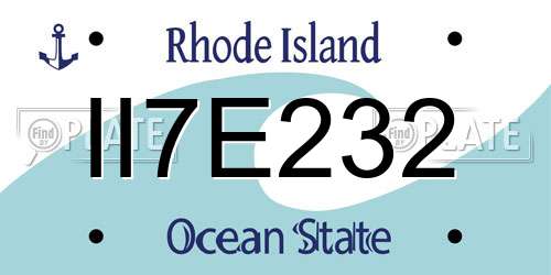 II7E232 Rhode Island License Plate