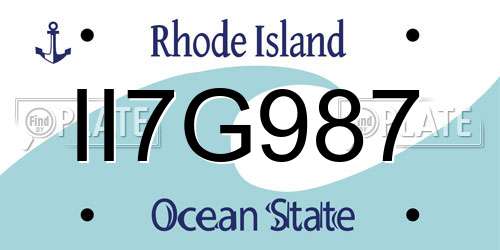 II7G987 Rhode Island License Plate