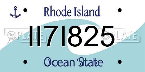 II7I825 Rhode Island License Plate