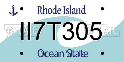 II7T305 Rhode Island License Plate