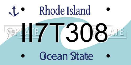 II7T308 Rhode Island License Plate