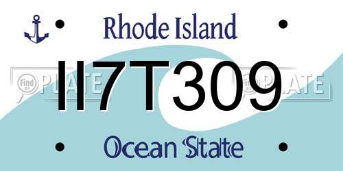 II7T309 Rhode Island License Plate